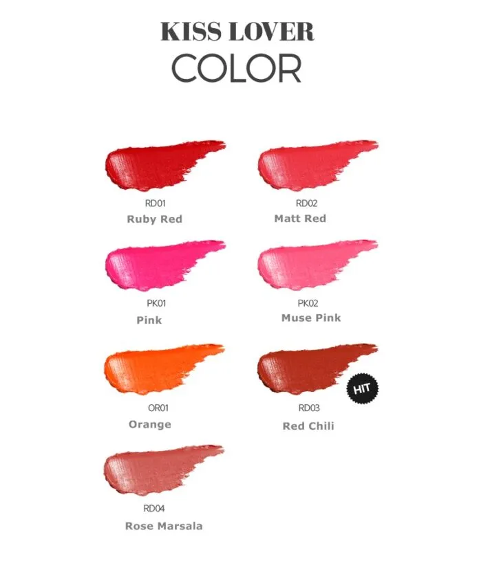 bảng màu son Kiss Lover Style Matte