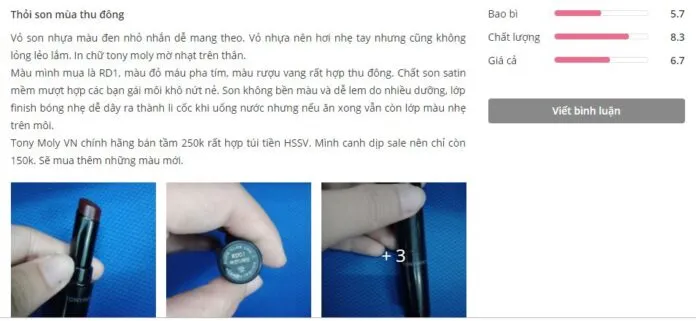 Đánh giá khách hàng trên Sheis. (Nguồn: Blogphunu.edu.vn)