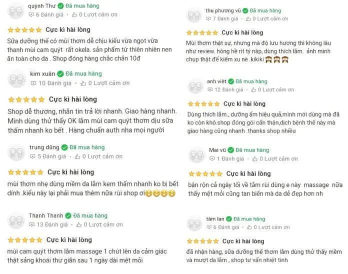 Một vài đánh giá của khách hàng trên Tiki (ảnh: internet)