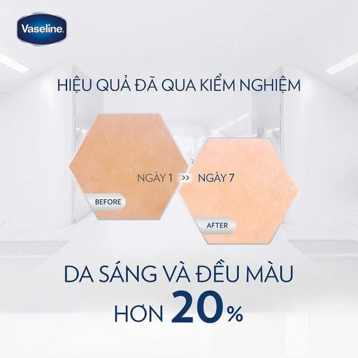 Hiệu quả làm đều màu và sáng da của Vaseline Pro Derma 3 (Ảnh: Internet)