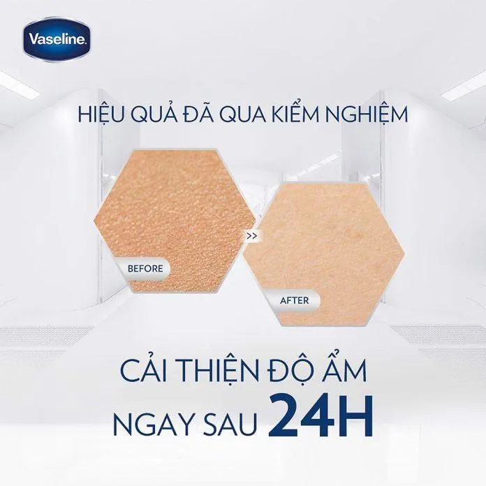 Hiệu quả cấp ẩm nhanh chóng và vượt trội của Vaseline Pro Derma 4 (Ảnh: Internet)