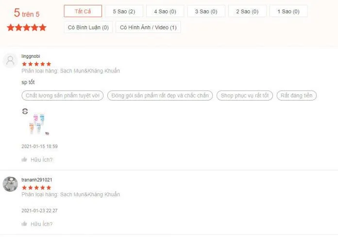 Đánh giá của khách hàng về sản phẩm trên trang Shopee (ảnh: Blogphunu.edu.vn).