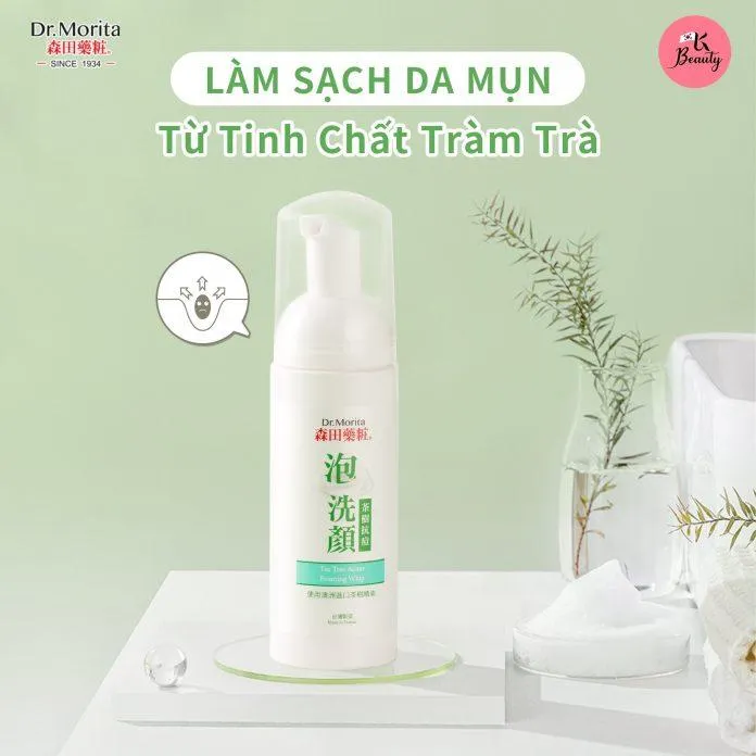 Sữa rửa mặt Dr.Morita Tea Tree Acnes Foaming Whip giúp làm sạch sâu và làm thông thoáng lỗ chân lông (Nguồn: Internet).