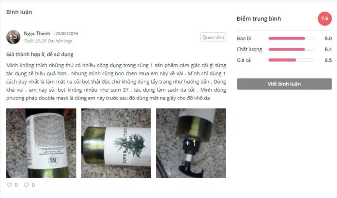 review sữa rửa mặt thải độc super vegitoks cleanser