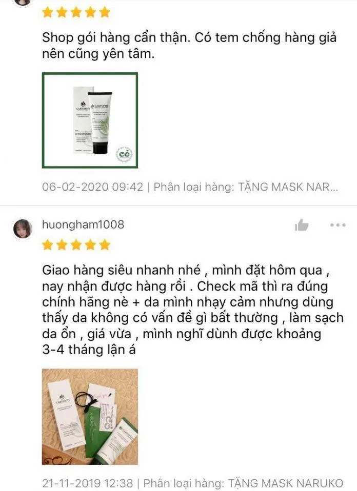 Đánh giá của khách hàng trên Shopee (nguồn: Internet)