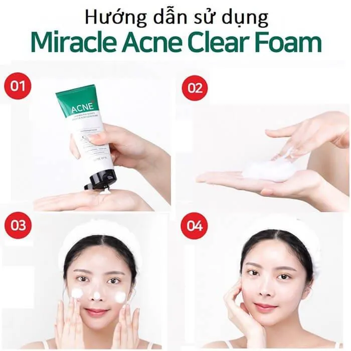 Cách sử dụng sữa rửa mât trị mụn Some By Mi AHA-BHA-PHA 30 Days Miracle Acne Clear Foam