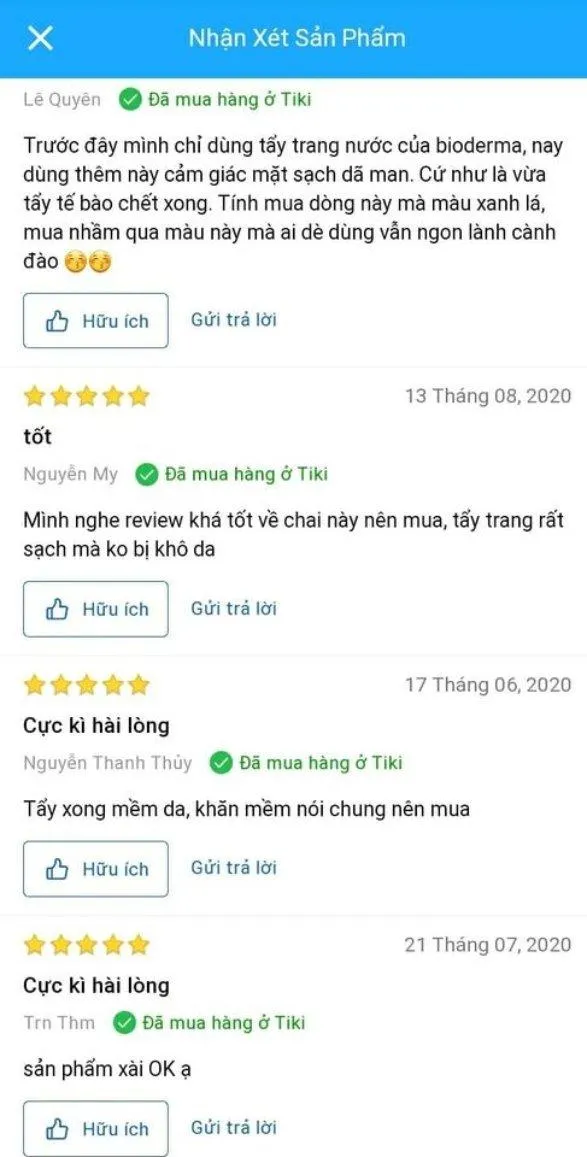 Nhận xét của khách hàng trên Tiki (ảnh: Blogphunu.edu.vn)