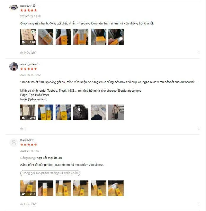 Đánh giá của khách hàng trên Shopee siêu chân thực. (Nguồn: Internet)