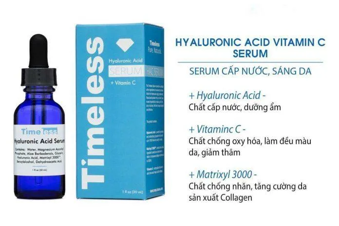 Thành phần an toàn và hiệu quả của Serum Timeless Hyaluronic Acid Vitamin C (Nguồn: Internet)