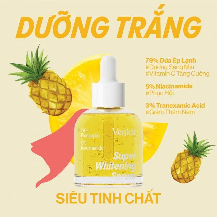 Vegick Super Whitening Serum với công thức chứa nhiều hoạt chất làm trắng da tốt nhất hiện nay (nguồn: internet)