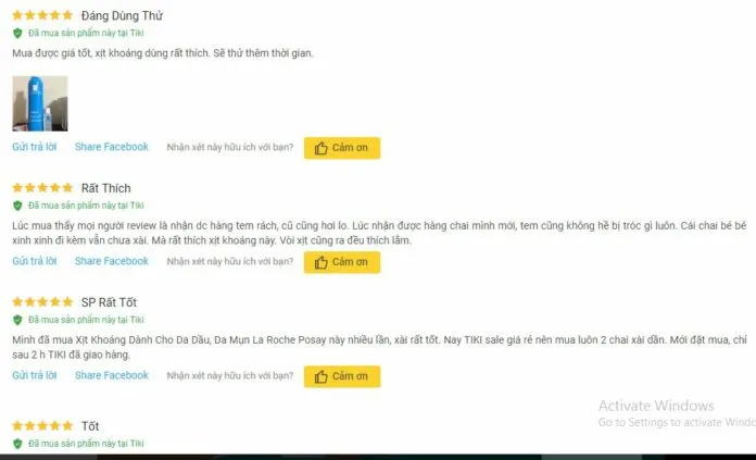 Đánh giá khách hàng trên tiki. (Ảnh: Blogphunu.edu.vn)