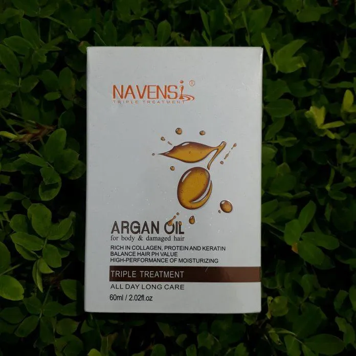 Vỏ hộp tinh dầu dưỡng tóc Argan Navensi được thiết kế khá đơn giản, nhìn gần gũi, dễ thương (ảnh: Blogphunu.edu.vn).