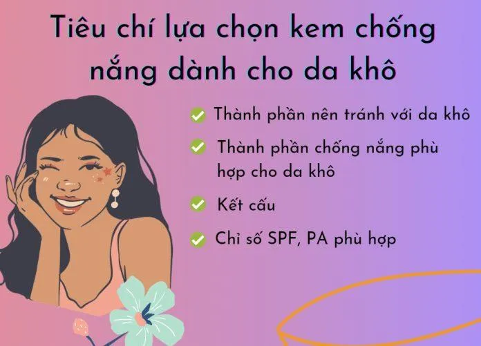 Một vài tiêu chí chọn kem chống nắng cho da khô (Ảnh: Internet)