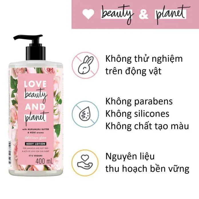 Dưỡng thể hương hoa hồng sáng da Love Beauty and Planet Delicious Glow (Ảnh: Internet).