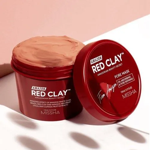 Mặt nạ đất sét làm sạch sâu, se khít lỗ chân lông Missha Amazon Red Clay™Pore Mask. (ảnh: internet)