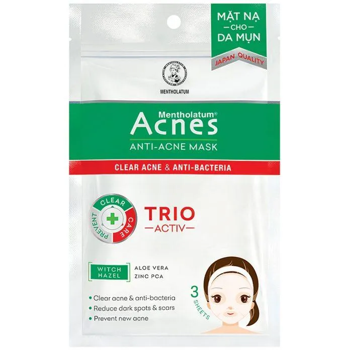 Mặt nạ trị mụn Acnes Anti Acne Mask với 3 tác động làm sạch da, trị mụn, làm dịu da ( Nguồn: internet)