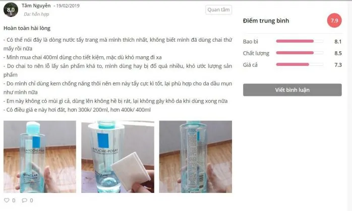 Đánh giá của khách hàng trên trang Sheis. (nguồn: Blogphunu.edu.vn)