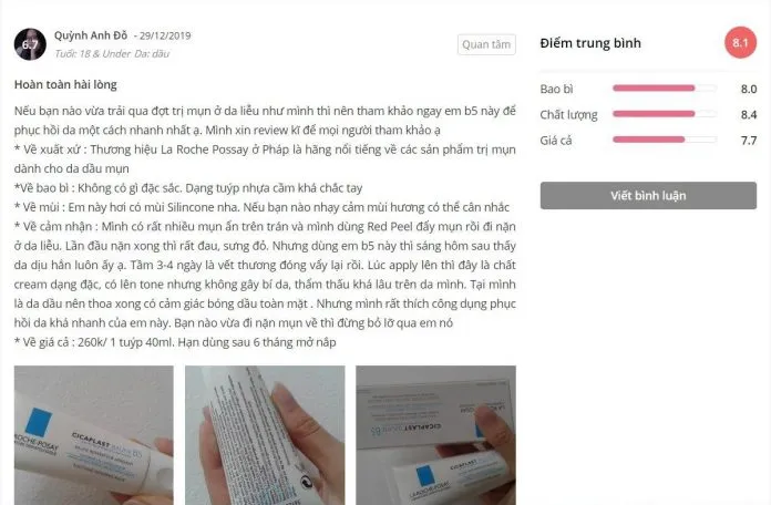 Đánh giá của khách hàng trên trang Sheis. (nguồn: Blogphunu.edu.vn)