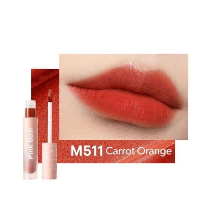 Son kem Pink Bear Silky Cream Matte Lip Mud - M511 Carrot Orange