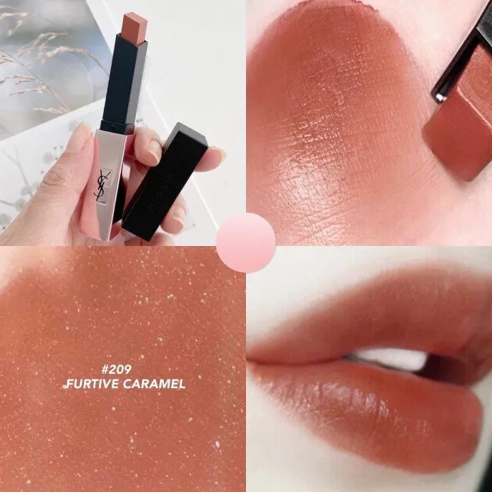 YSL Rouge Pur Couture The Slim Glow Matte màu 209 Furtive Caramel. (Nguồn ảnh: Internet)