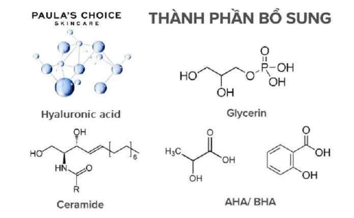 Một số thành phần cần có khi dưỡng ẩm làn da khô, mất nước (Ảnh: Internet)