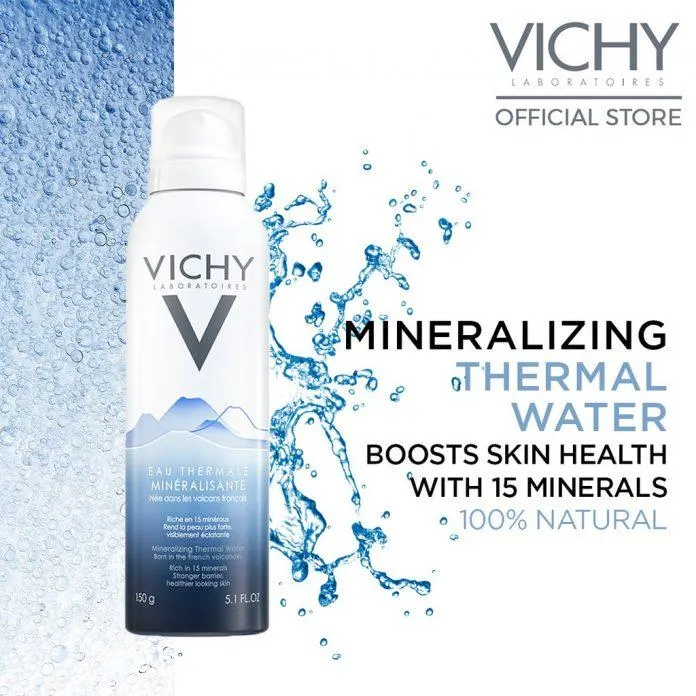 Xịt khoáng Vichy giúp củng cố, hình thành hàng rào bảo vệ da, cấp ẩm tức thì cho làn da khỏe mạnh trước các tác động của môi trường. (Ảnh: Internet)