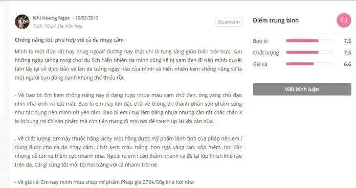 Đến từ thương hiệu dược mỹ phẩm Vichy nổi tiếng lành tính, nàng không cần lo lắng về chất lượng rồi nhé. (Ảnh: Blogphunu.edu.vn)