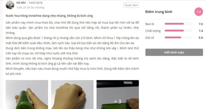 Đánh giá của khách hàng tại Sheis 