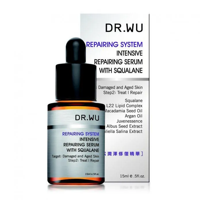 Bao bì, thiết của DR.WU Intensive Repairing Serum With Squalane. (Nguồn: Internet.)