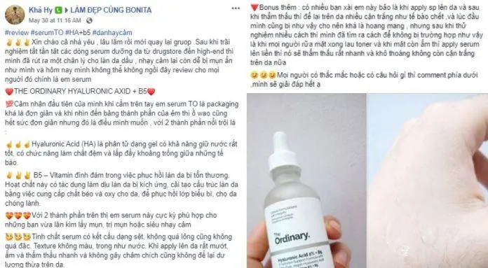 Khách hàng sử dụng đánh giá serum b5 của The Ordinary. (Nguồn: Blogphunu.edu.vn).