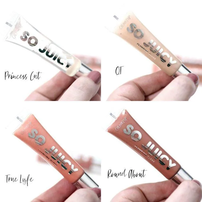 Colourlpop So Juicy Plumping Gloss Princess Cut và QT là hai thỏi son bóng không màu, có thể dùng layer lên bất kì loại son màu khác