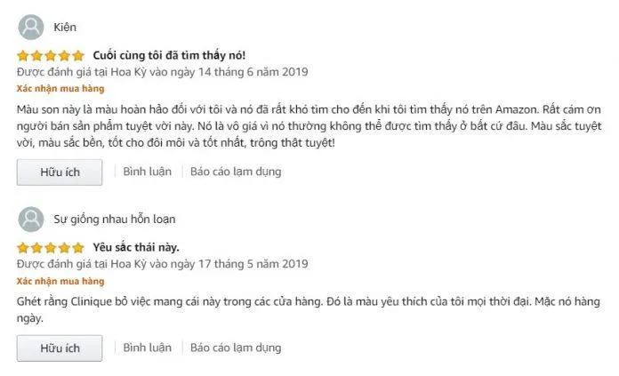 Đánh giá từ khách hàng sử dụng trên trang Amazon (Ảnh: Internet)