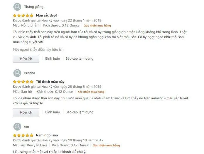 Đánh giá từ khách hàng sử dụng trên trang Amazon (Ảnh: Internet)