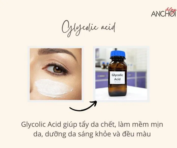 Glycolic Acid là phân tử nhỏ nhất của AHA có khả năng thấm sâu vào bên trong da cải thiện nếp nhăn và giúp da mắt tươi tắn hơn (nguồn: Blogphunu.edu.vn)