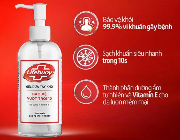 Nước rửa tay khô Lifebuoy Total 10 với công nghệ Ion bạc kháng khuẩn hiệu quả ( Nguồn: internet)